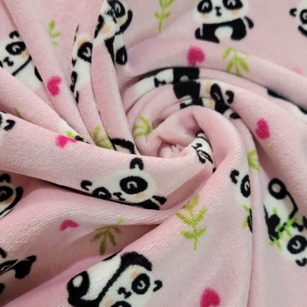 Tecido Plush Estampado Panda Fundo Rosa - Image 5