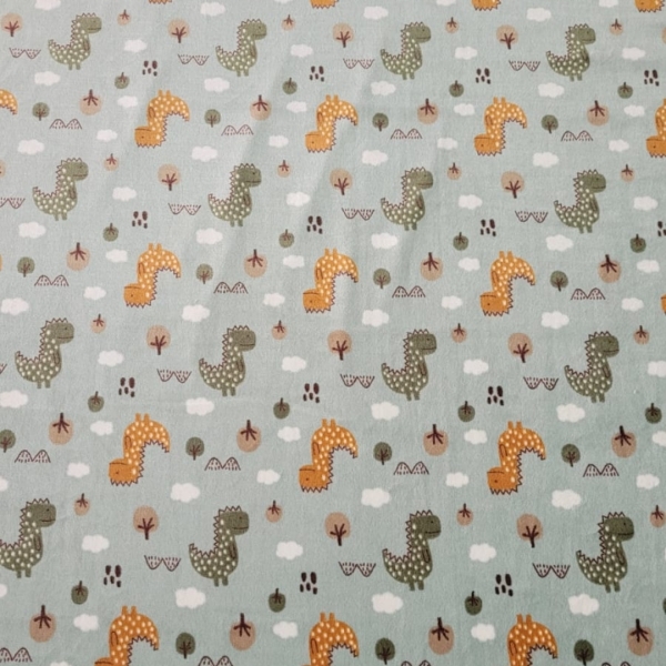 Tecido Plush Estampado Dinossauro Fundo Verde - Image 4