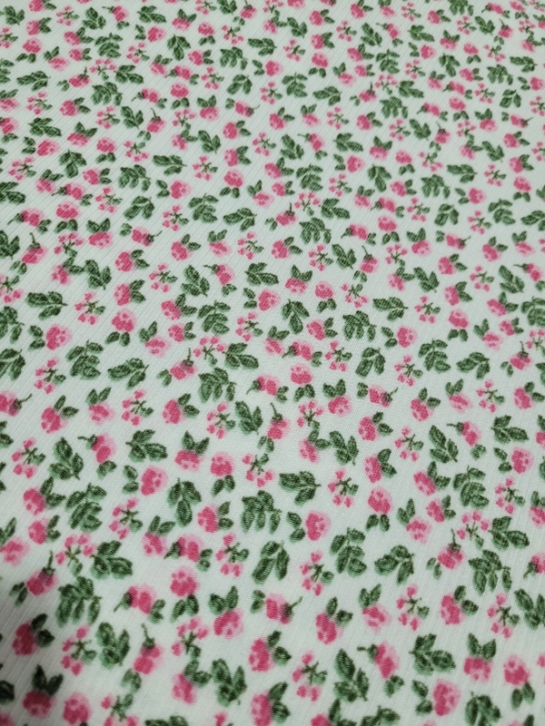 Malha Canelada Estampa Florzinha Rosa 1 Metro Malha Para Pijama