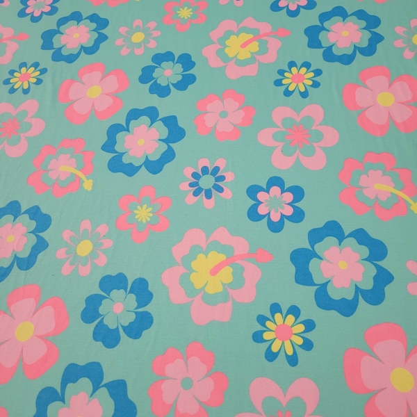 Tecido Malha De Algodão Estampada 1 Metro Flores