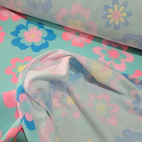 Tecido Malha De Algodão Estampada 1 Metro Flores - Image 3